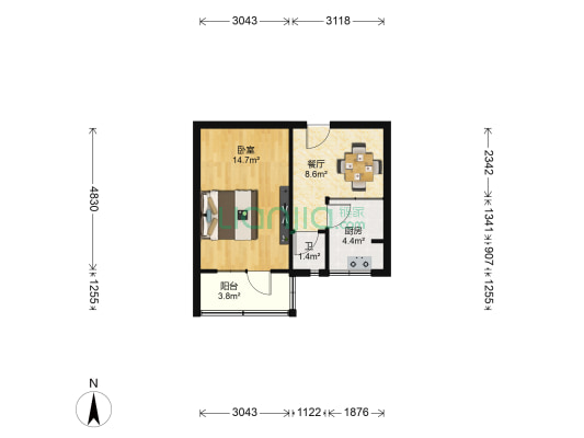 兰州市局家属院(体育街) 1室1厅1卫 37平方