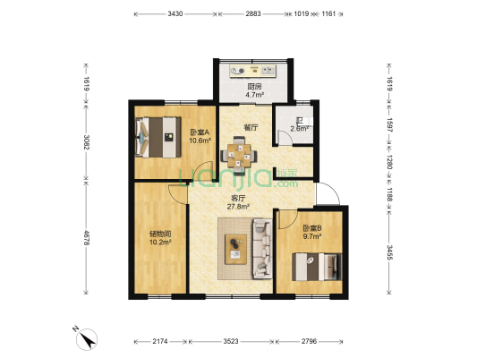 市级机关大树营生活小区北区 2室1厅1卫 70平方