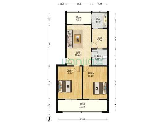 伏牛路139号 2室1厅1卫 89平方