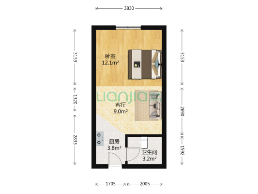 同善园银座 1室1厅1卫 42平方