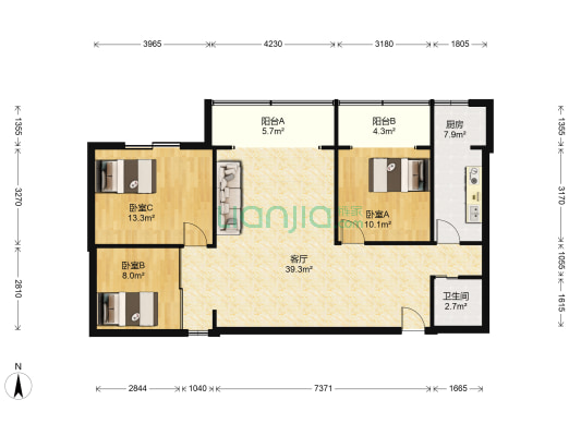 东胜街23号 3室1厅1卫 120平方