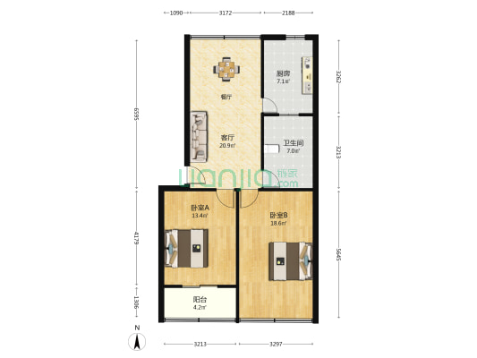 越泉新村 2室1厅1卫 84平方