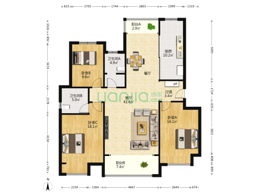 建业森林半岛(建安区) 3室1厅2卫 143平方