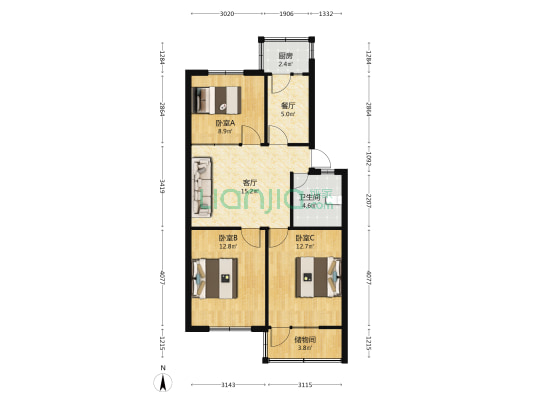 油脂公司家属院 3室2厅1卫 75平方