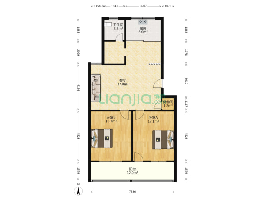 新宁商城 2室1厅1卫 114平方