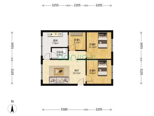 状元街二巷28号 3室1厅1卫 71平方