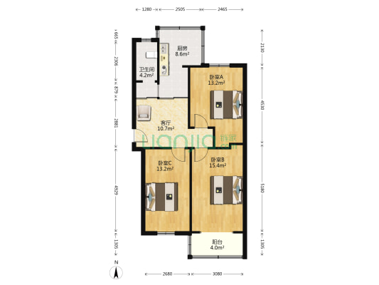 香米园 3室1厅1卫 81平方