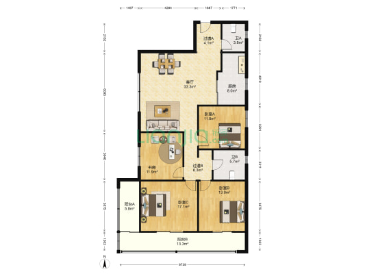 冶金大厦 4室1厅2卫 153平方