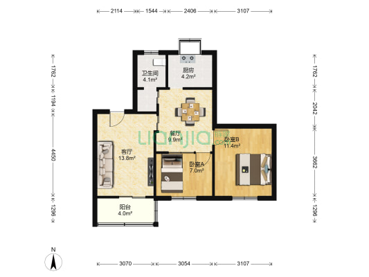 县医院家属院 2室2厅1卫 70平方
