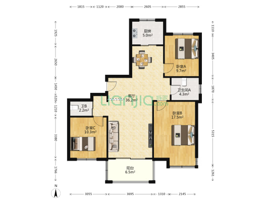 和景佳苑 3室1厅2卫 121平方