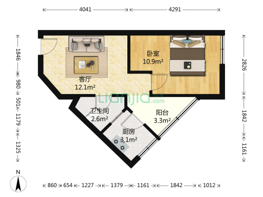 桃李家园 1室1厅1卫 47平方