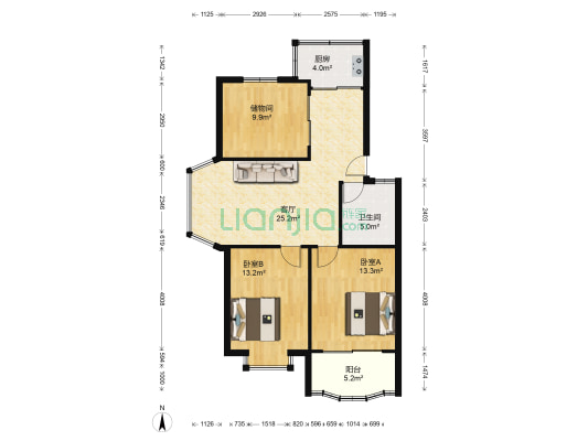 龙池花园 2室1厅1卫 92平方
