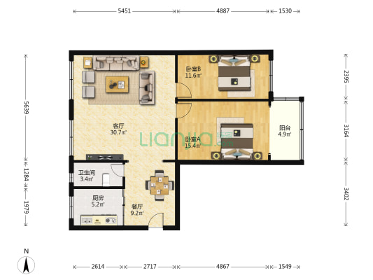 奔马家属院 2室2厅1卫 99平方