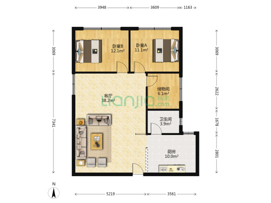 青山红树湾小区 2室1厅1卫 108平方
