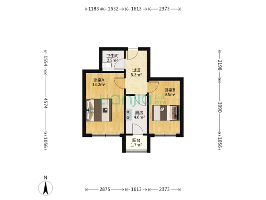 长久家苑二区 2室0厅1卫 52平方