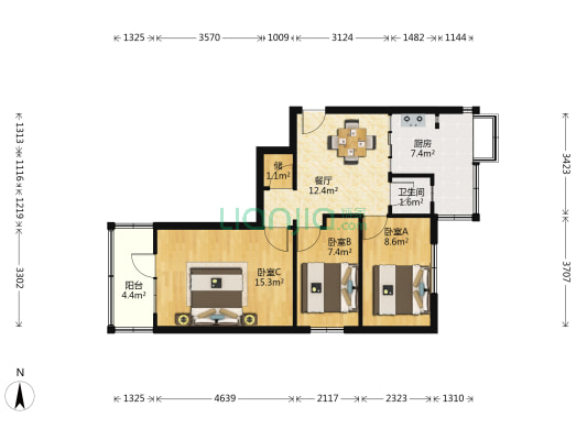 甘肃日报社家属院 3室1厅1卫 62平方