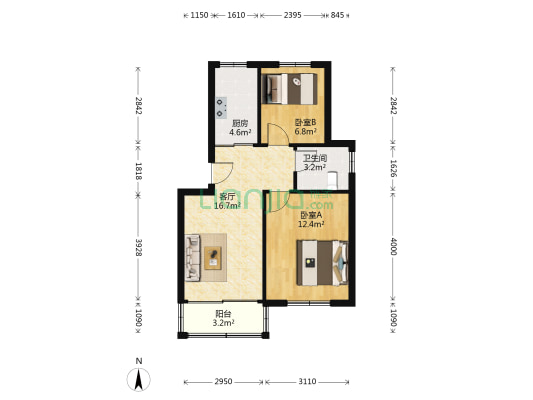 新狮新苑西区 2室1厅1卫 60平方