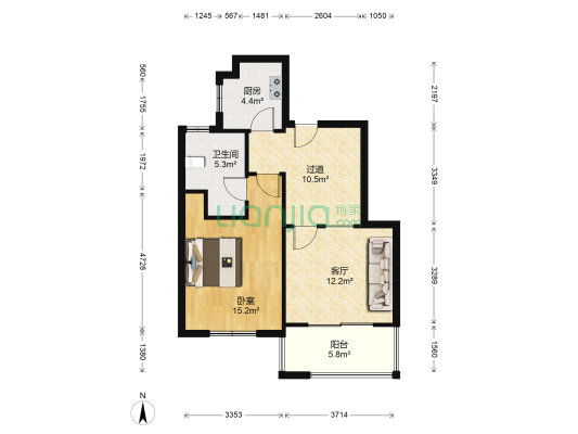 城东一号 1室1厅1卫 129平方