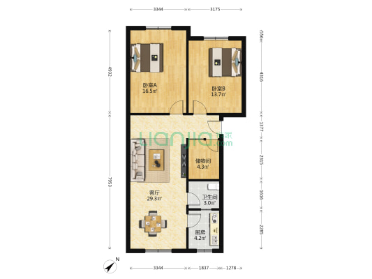 东街19号 2室1厅1卫 90平方