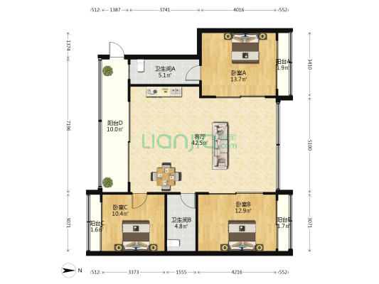 翠屏凤凰海岸 3室1厅2卫 99平方