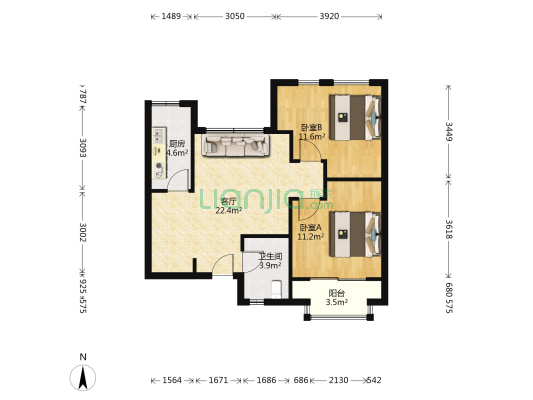 绿城桃花源 2室1厅1卫 72平方