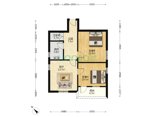 石油六公司B区 2室1厅1卫 64平方