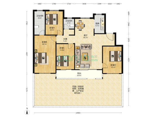 恒华·天境 4室1厅2卫 139平方