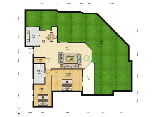 香溢公寓南区 2室2厅1卫 108平方