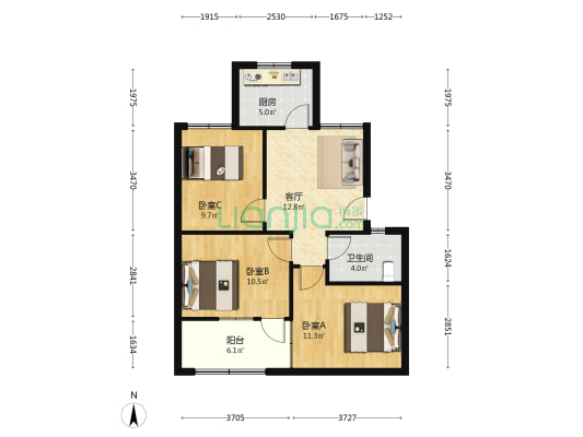 紫苑小区 3室1厅1卫 74平方