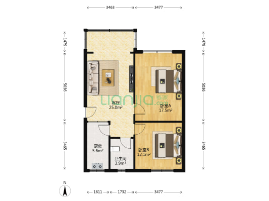 张家园小区 2室1厅1卫 69平方