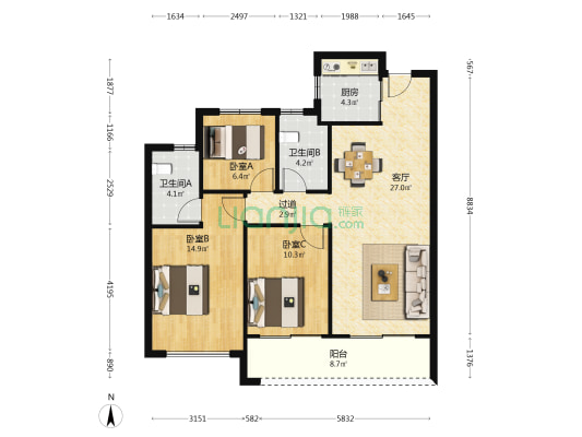 滨玺云著 3室1厅2卫 104平方