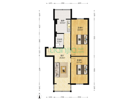 广播局小区 2室1厅1卫 90平方