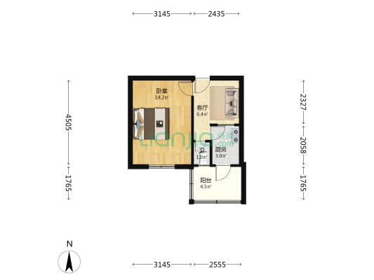 税东社区 1室1厅1卫 35平方
