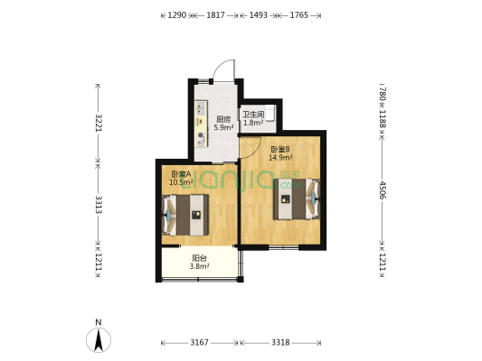 利群村 2室0厅1卫 44平方