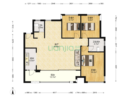 御璟湖山璟樾 3室1厅2卫 127平方