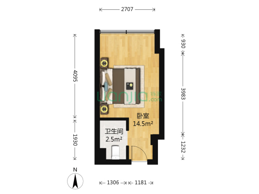 翰林国际城 1室0厅1卫 25平方