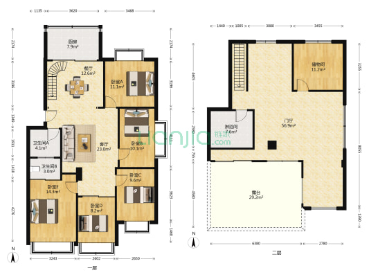 新海阳街 5室2厅3卫 124平方