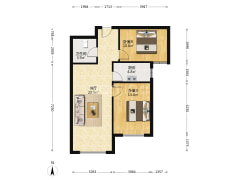 K2狮子城北区 2室1厅 南-涿州K2狮子城北区户型图