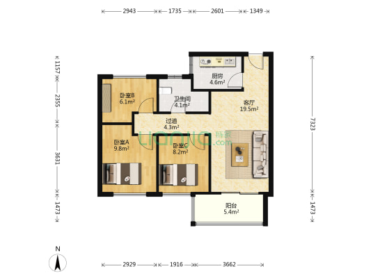 永威澜溪庭 3室1厅1卫 89平方