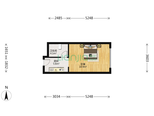 汇金国际金融中心 1室0厅1卫 41平方