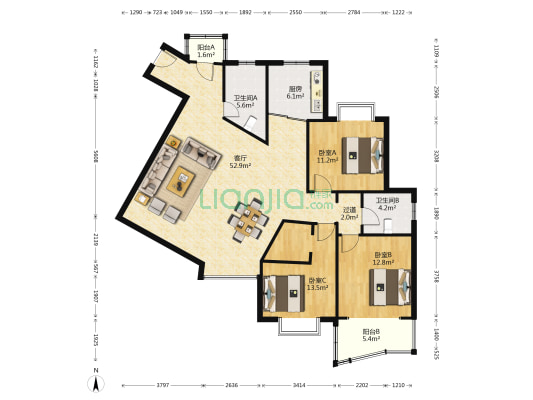 金云苑 3室1厅2卫 145平方