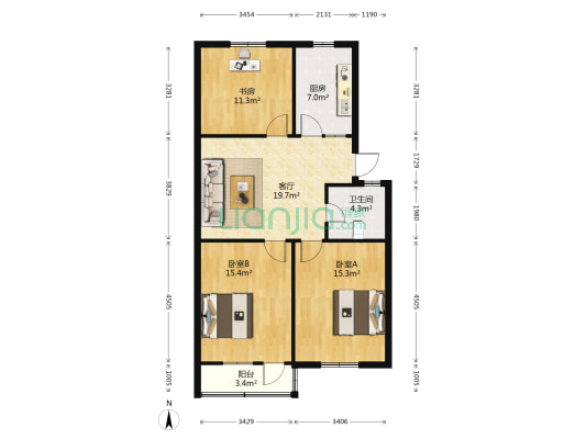 南街(惠山) 3室1厅1卫 96平方