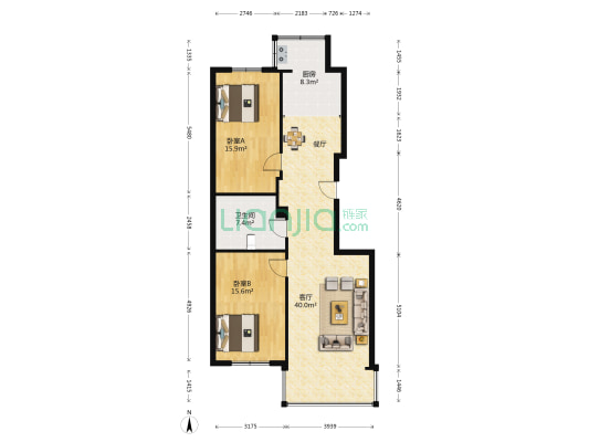 天吉锦程苑 2室1厅1卫 113平方