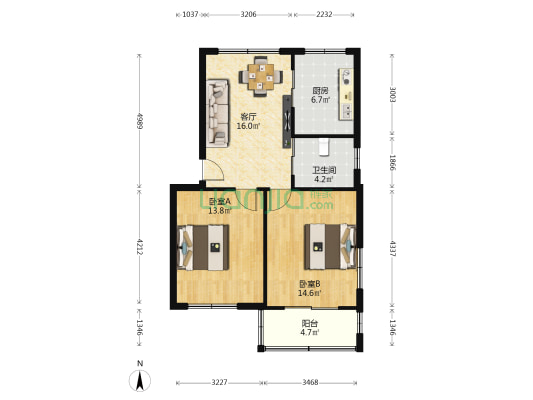 南雷里一期 2室1厅1卫 76平方
