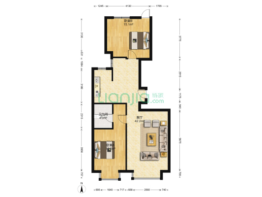 城建北尚B区 2室1厅1卫 115平方