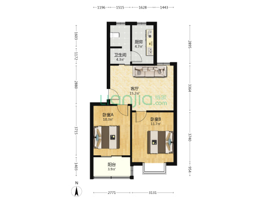 繁华新园 2室1厅1卫 65平方