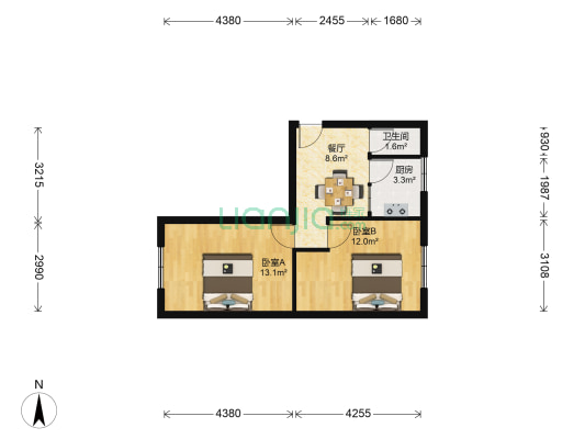 甘肃省林勘院家属院（南苑） 2室1厅1卫 46平方