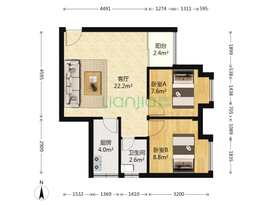 滨江绿园 2室1厅1卫 57平方
