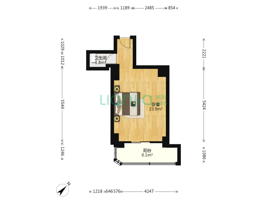 龙江大厦 1室0厅1卫 37平方