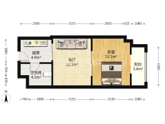金街公寓 一居 住宅产权 满二-涿州金街公寓户型图